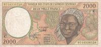 p103Cd from Central African States: 2000 Francs from 1997